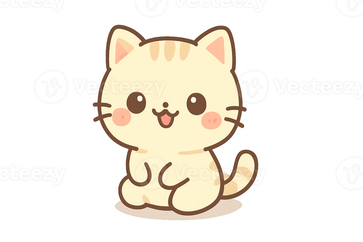 Adorable Kawaii Cat Illustration with Playful Expression and Colors png
