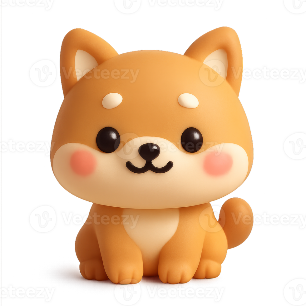 Cute Kawaii 3D Dog Figure in Simple Composition for Adorable Display png
