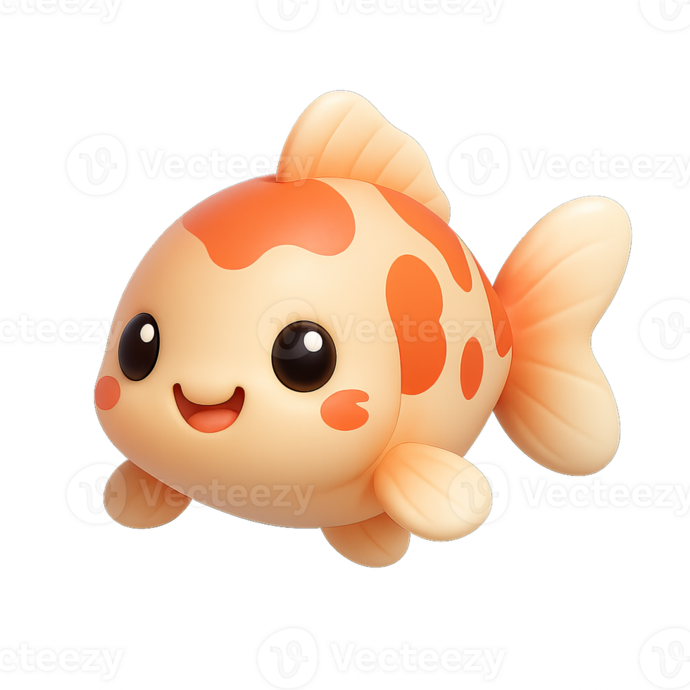 Cute Kawaii Koi Fish with Adorable Smile and Rounded Body Design png