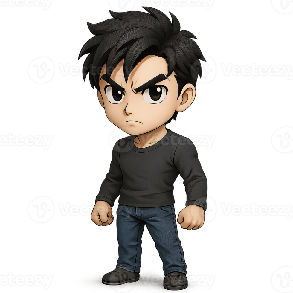 Simple 3D Manga Character Design for Animation and Illustration Use png