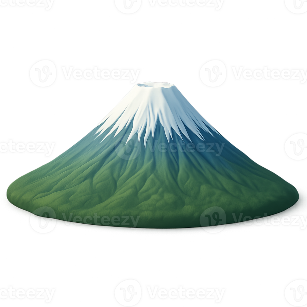 Simple 3D Model of a Mountain with Snow Cap and Green Texture png