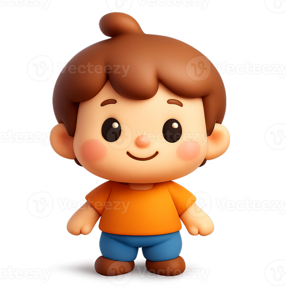 Cute Cartoon Character Smiling with Simple Design for Kids' Illustrations png