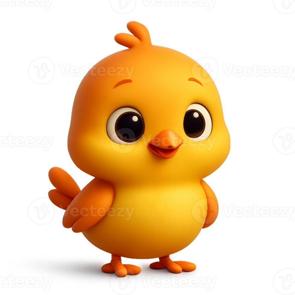 Cute 3D Simple Bird Character with Bright Colors and Cheerful Expression png