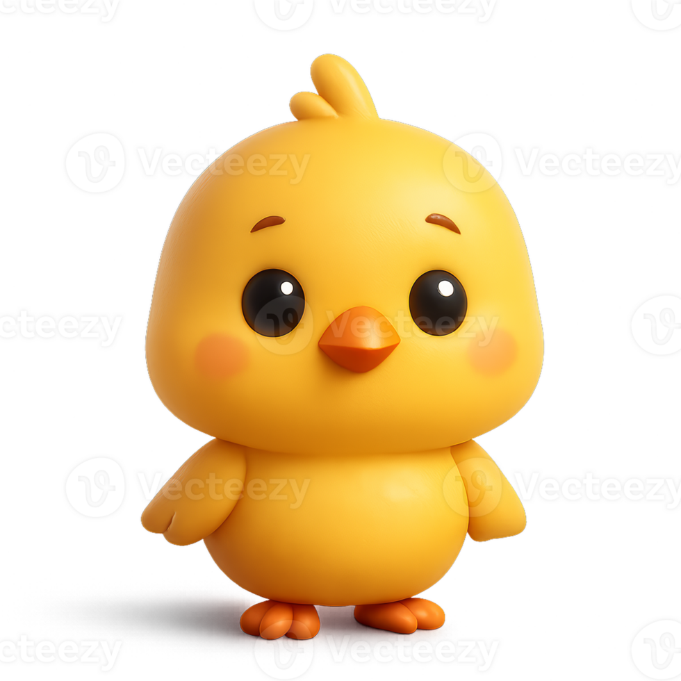 Cute 3D Cartoon Bird Character with Big Eyes and Round Body png