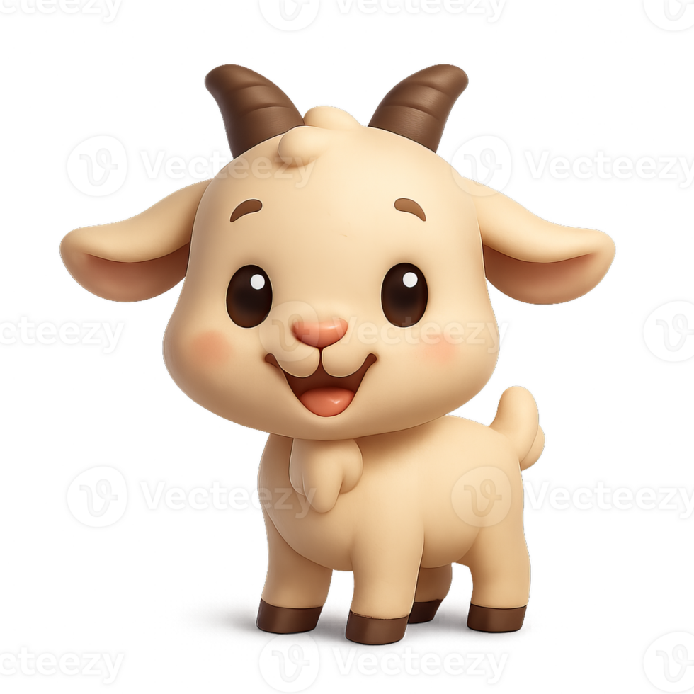 Cute 3D Cartoon Goat Character in Simple and Playful Design png