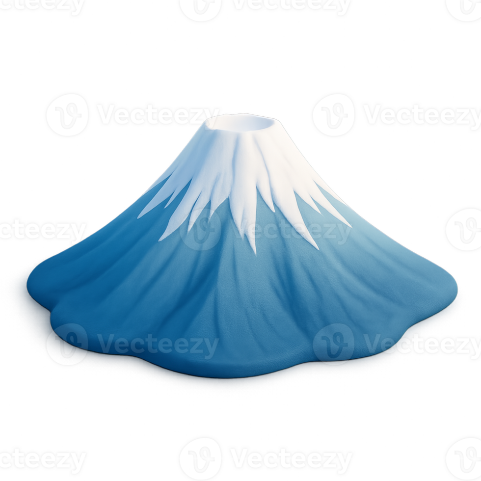 Simple 3D Composition of Mount Fuji with Blue and White Tones png