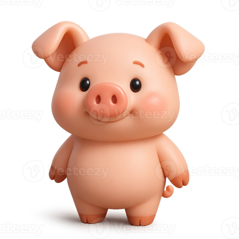 Cute 3D Pig Model for Simple Design Projects and Illustrations png