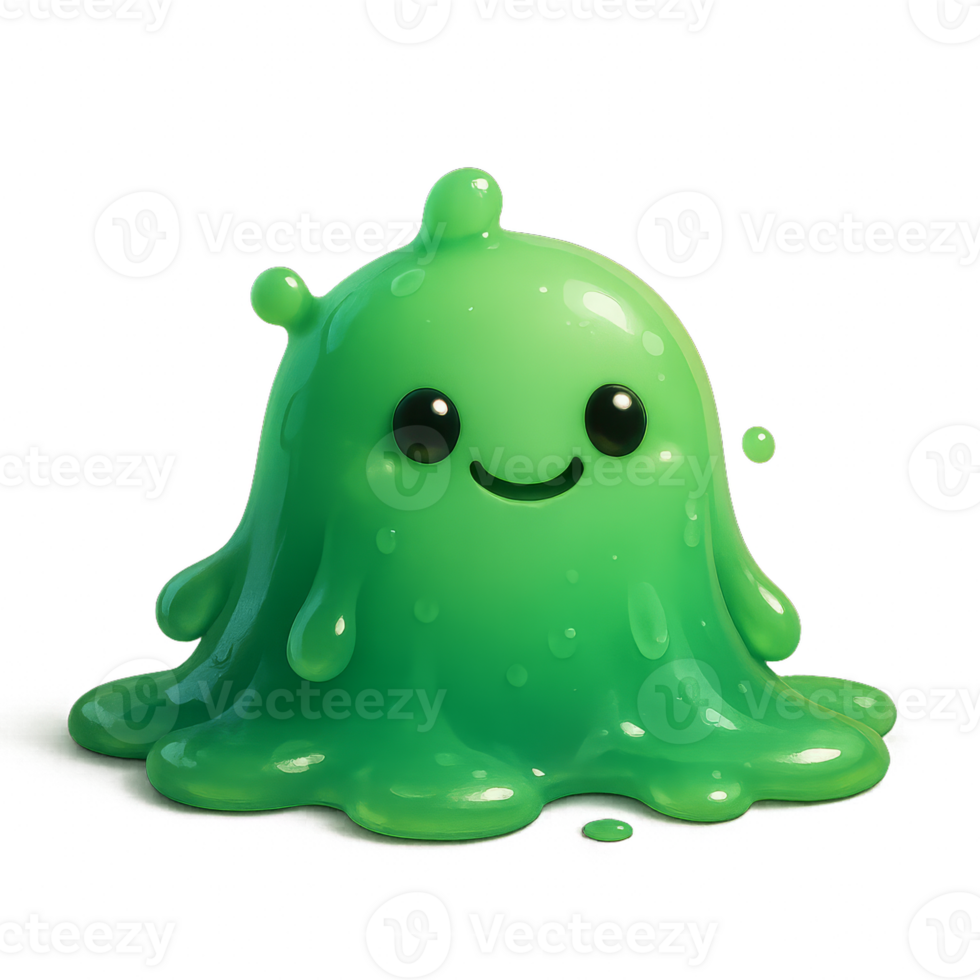 Cute Green Slime Monster Character Design for Creative Projects png