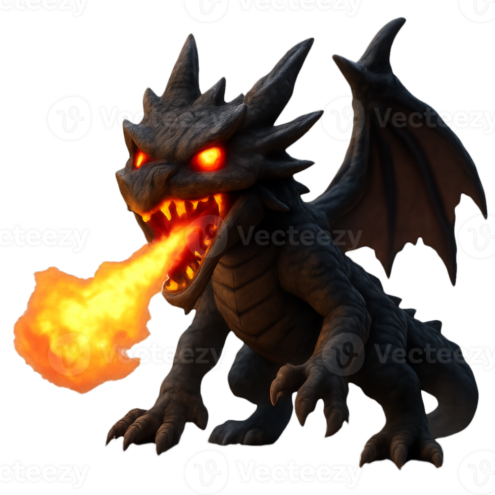 Majestic Dragon Breathing Fire in a Fiery Display of Power png