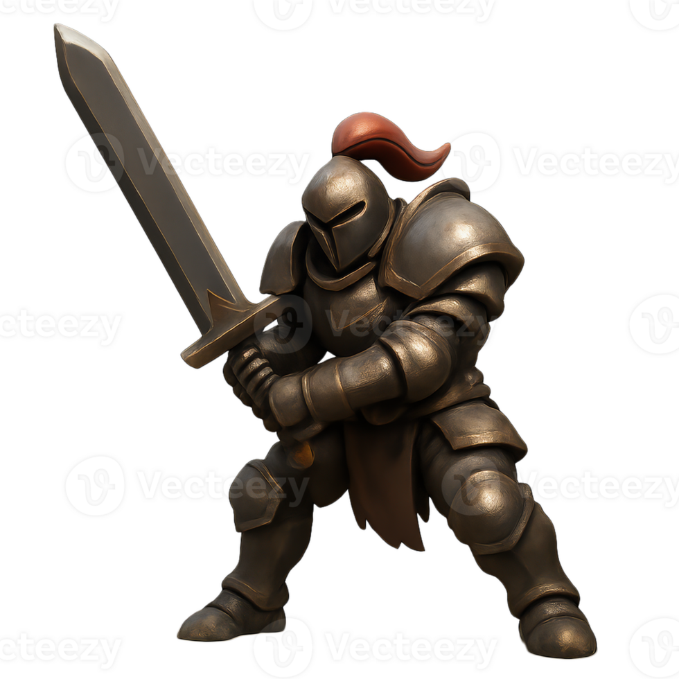 Armored Swordsman in Action for Epic Showdown Scene png