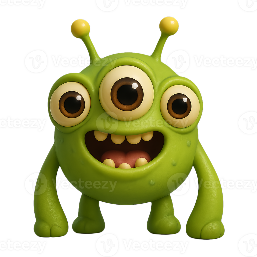 Happy Three-Legged Alien Character with Big Eyes and Joyful Expression png
