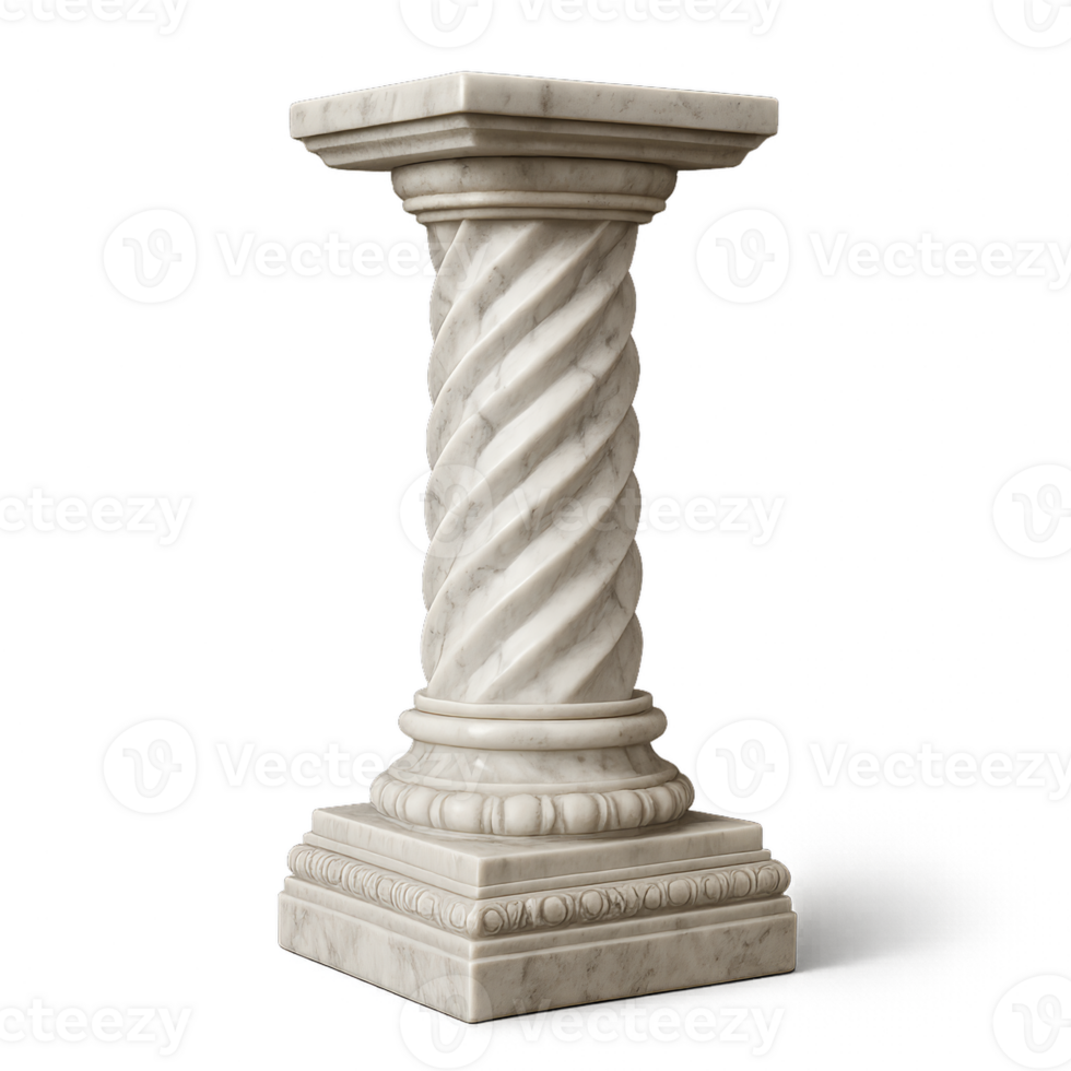 Elegant 3D Simple Marble Pedestal with Fluted Design and Base png