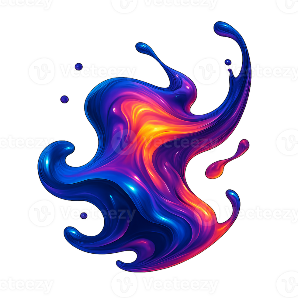Dynamic Liquid Form with Vibrant Colors and Fluid Motion Effects png