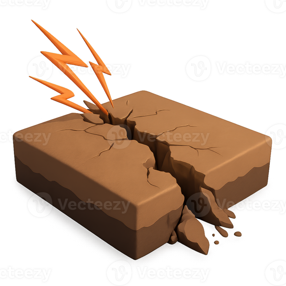 Earthquake Crack in Ground with Lightning Strikes Visual Representation png