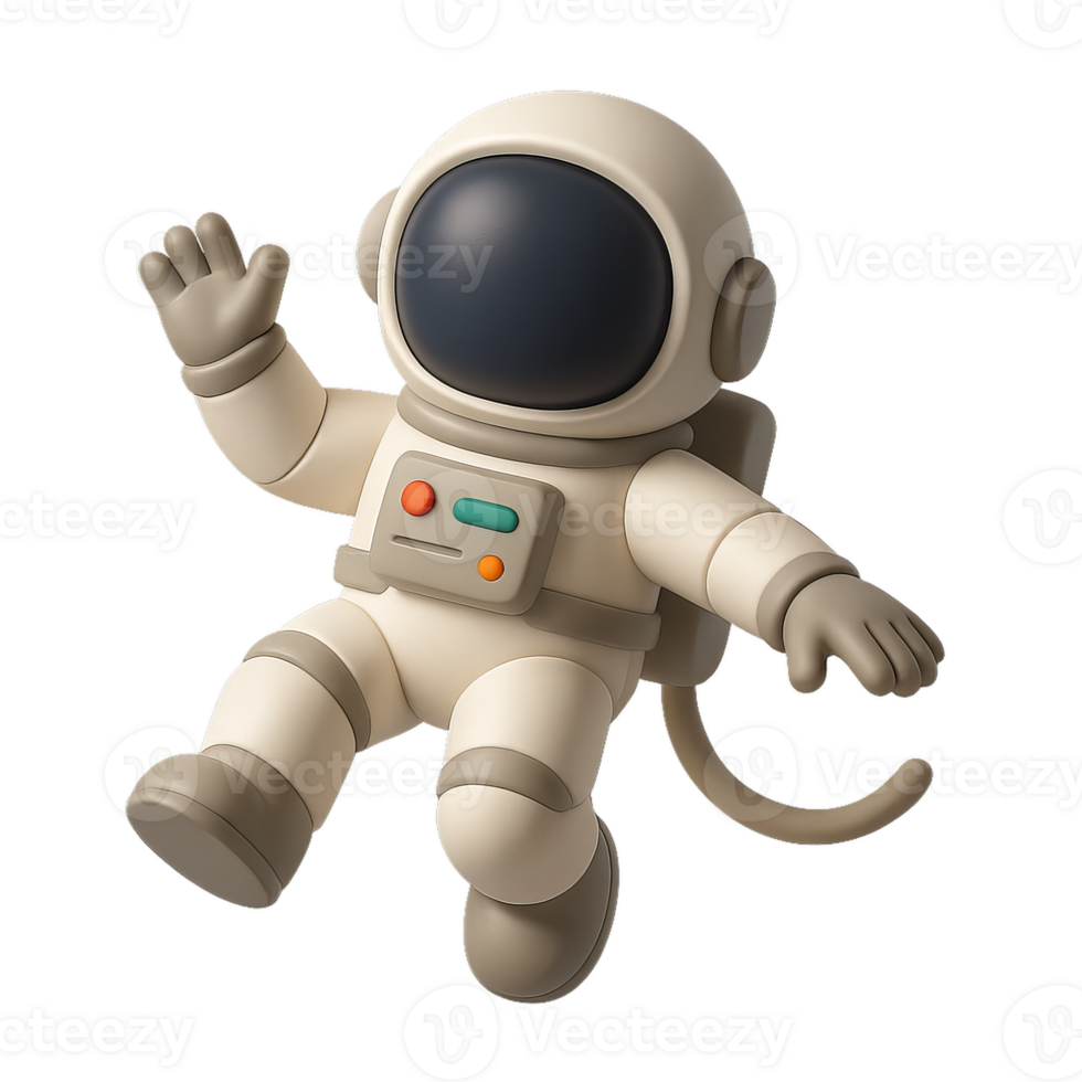 Cute Astronaut Floating in Space with a Cheerful Wave Gesture png