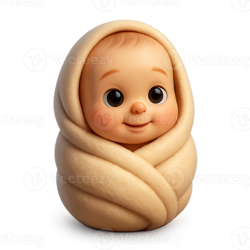 Cute Baby Wrapped in Soft Blanket with Joyful Expression png