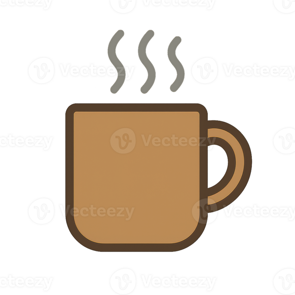 Simple Steaming Coffee Mug with Rising Aroma in Minimalistic Style png