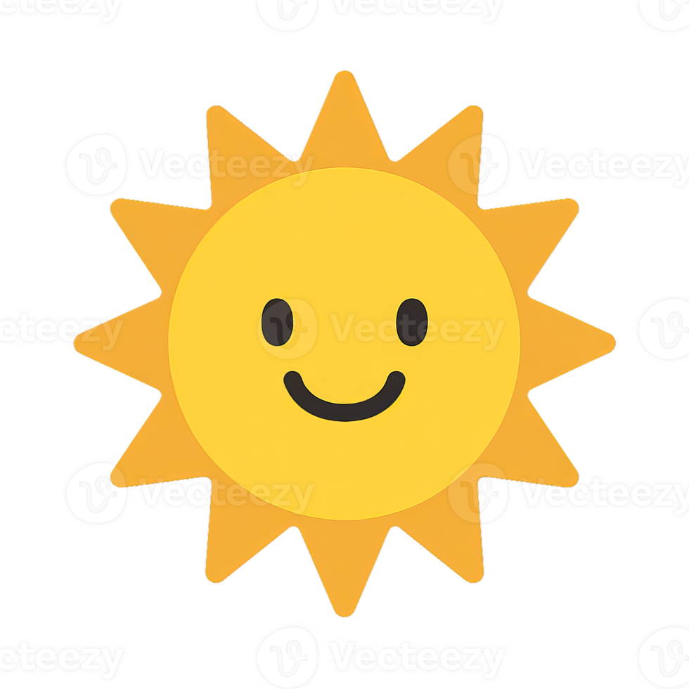 Smiling Sun Icon with Simple Design for Bright Illustrations png