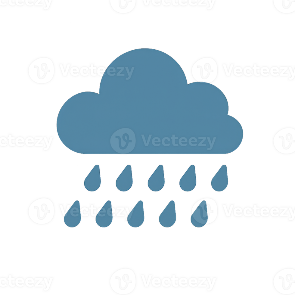 Simple Cloud with Rain in Minimalist Style for Creative Projects png