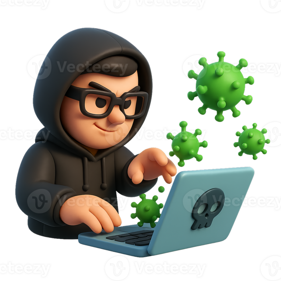 Computer Hacker Creating Virus Transmission in a Digital World png