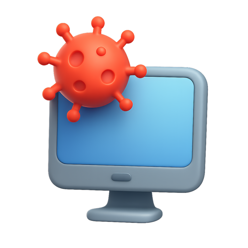3D Computer Virus Icon for Digital Security and Antivirus Concepts png