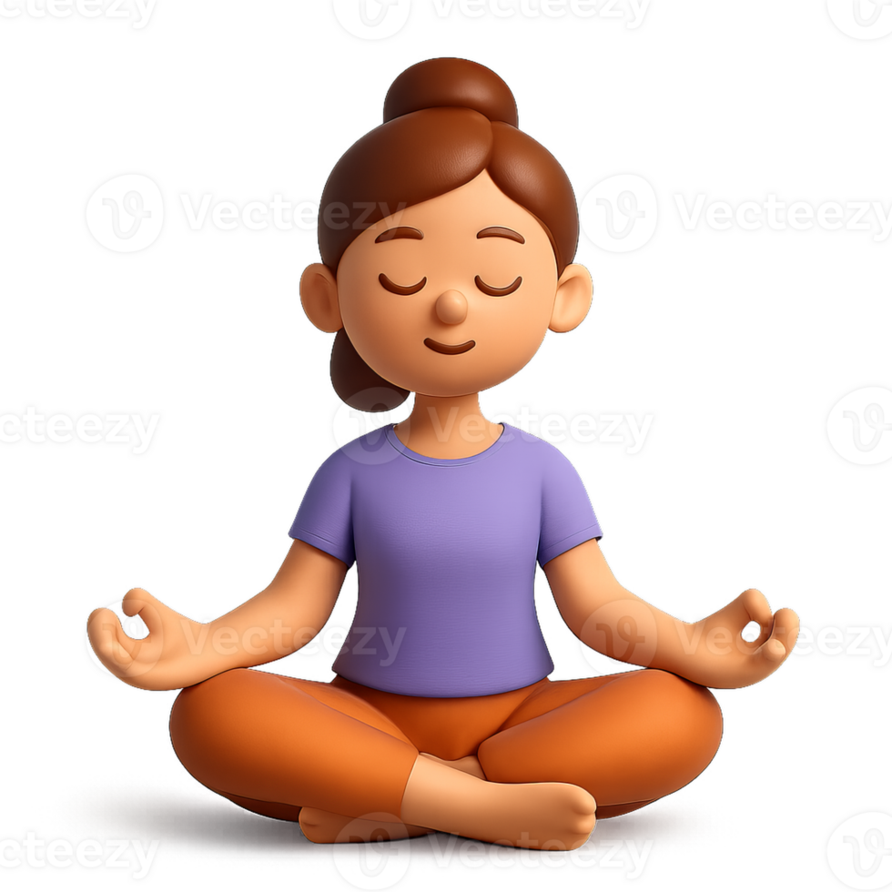 Relaxed Woman Meditating in a Simple 3D Illustration png