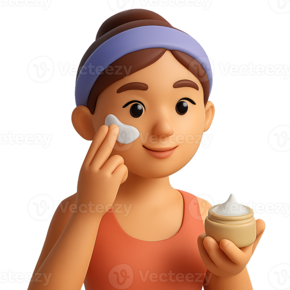 3D Illustration of Skincare Application Routine with Simple Technique png