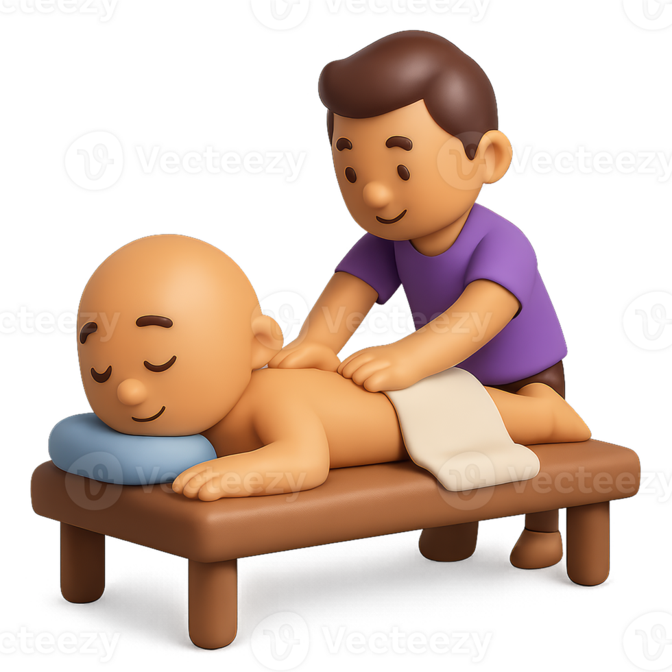 Relaxing 3D Massage Scene Featuring Calm Character and Therapist png