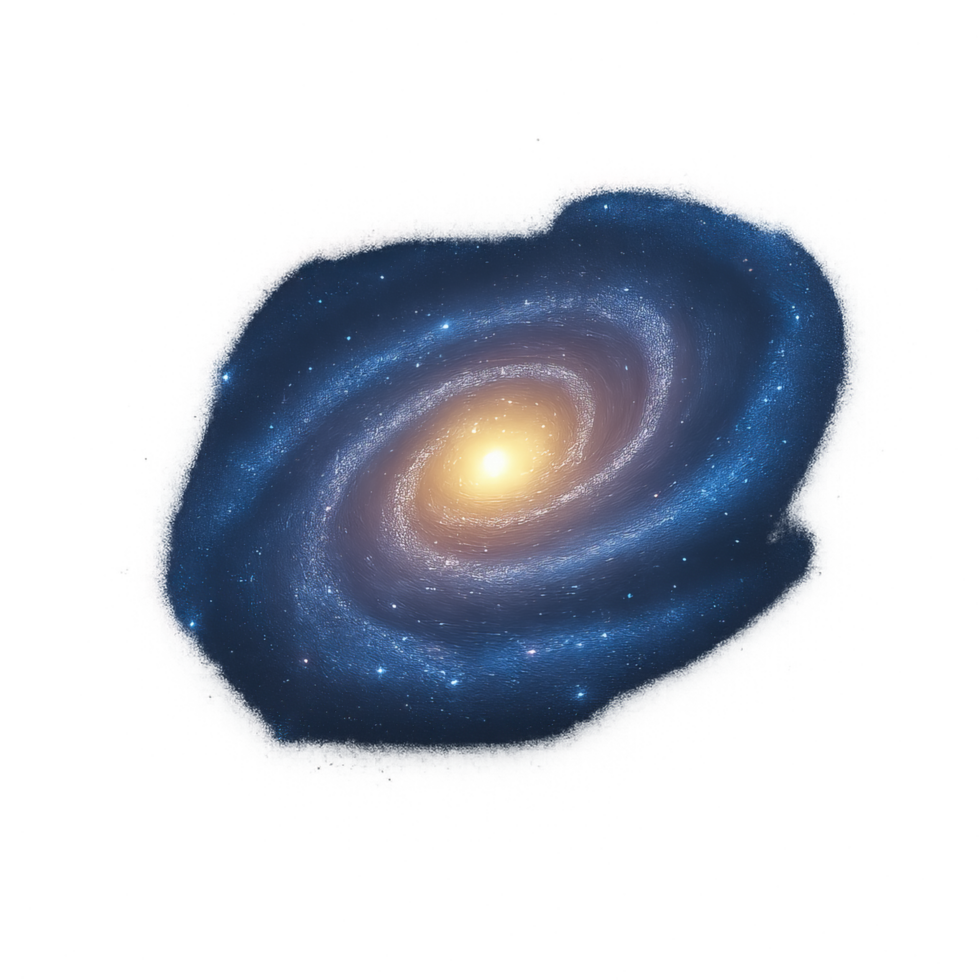 Glowing Spiral Galaxy in Deep Space with Bright Center Star png