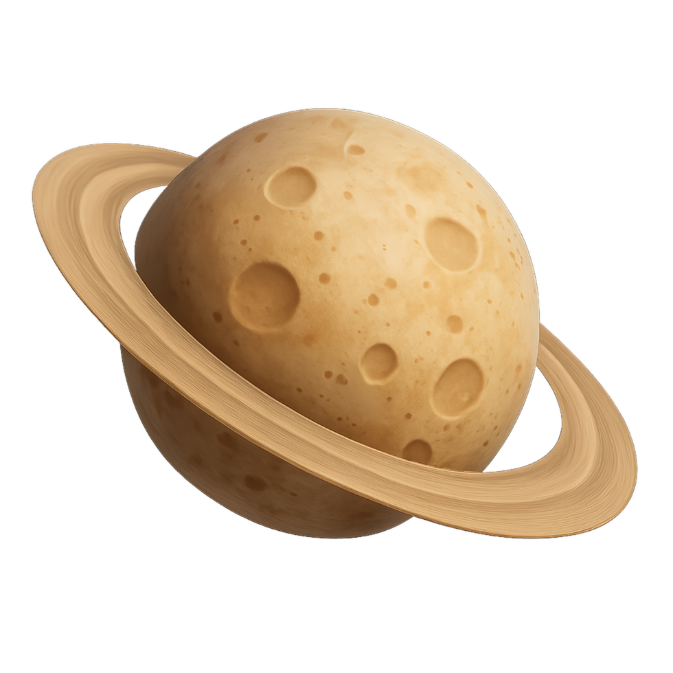 3D Simple Ringed Planet Design with Textured Surface and Rings png