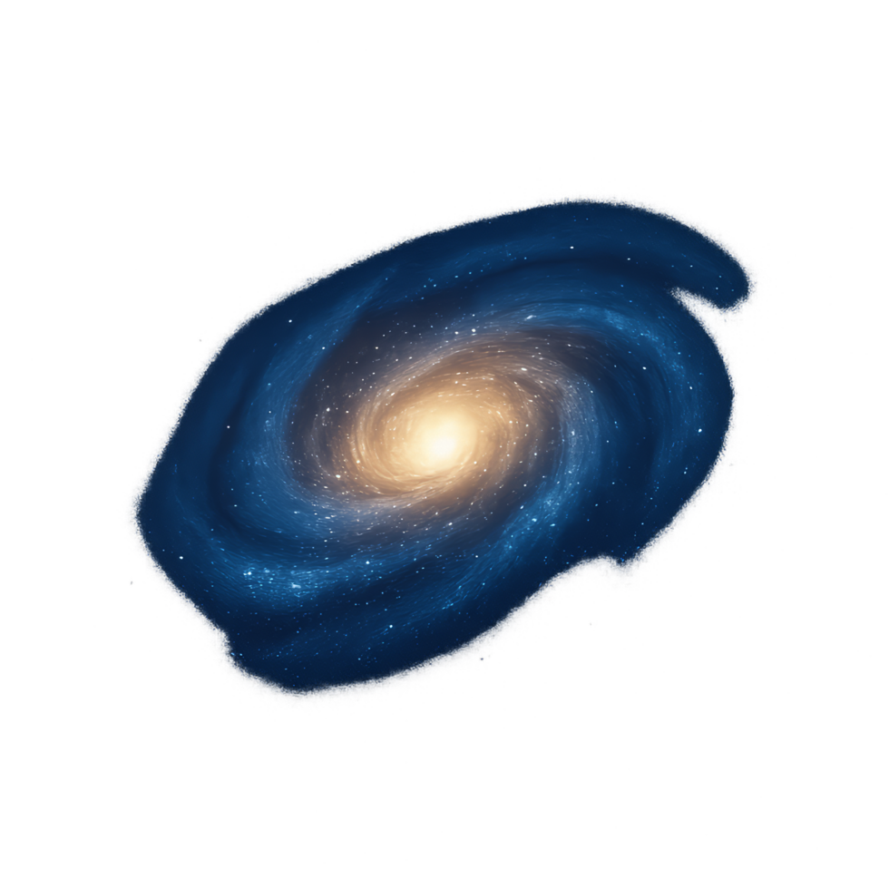 Glowing Spiral Galaxy with Bright Center and Starry Background png