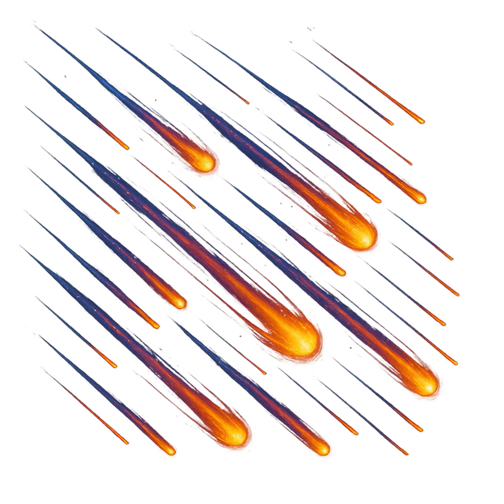 3D Meteor Shower Animation with Bright Comets and Trails png