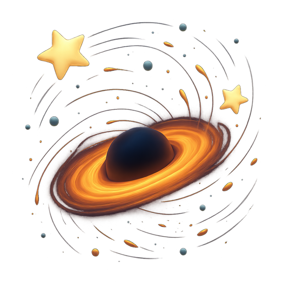 Cosmic Black Hole and Galactic Vortex with Stars and Planets png