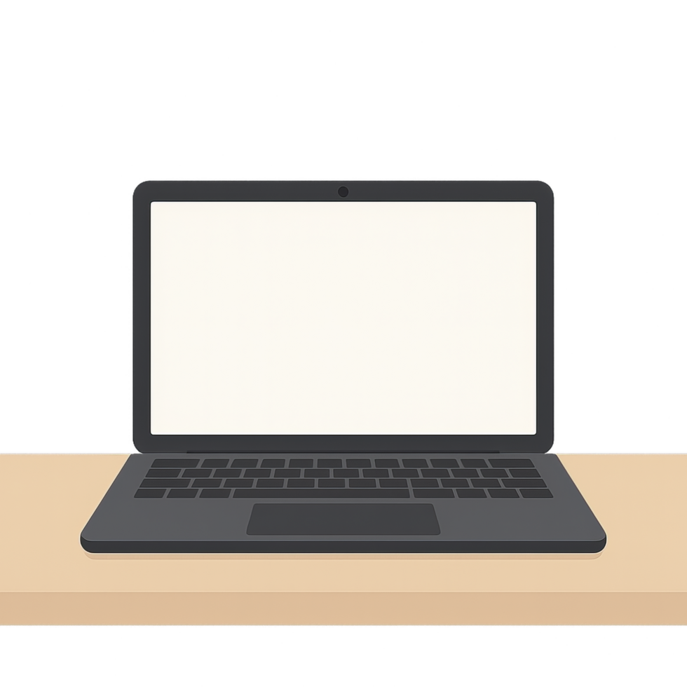 Simple Laptop on a Desk with a Blank Screen for Creative Work png
