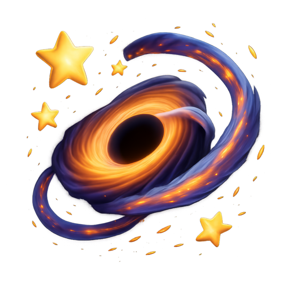 Cosmic Black Hole Vortex with Swirling Gas and Shining Stars png