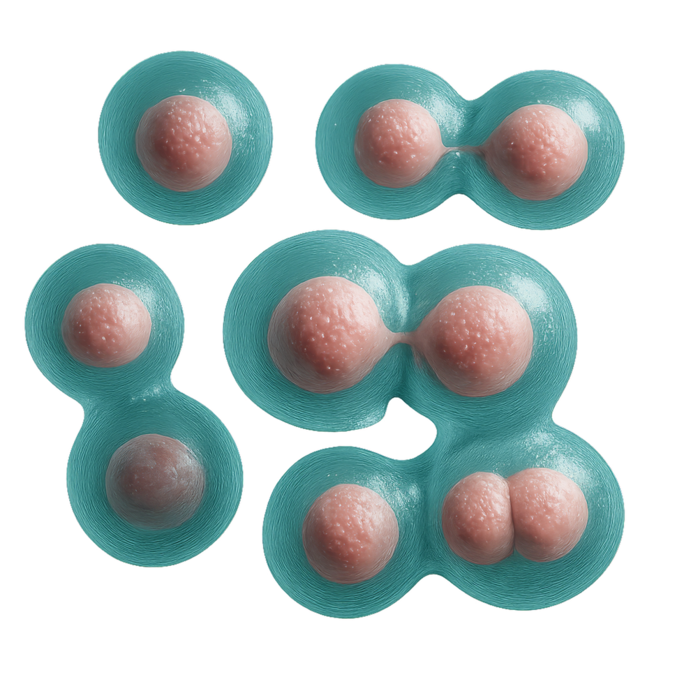 Simple Animal Cell Division Process Demonstrated in Digital Art png