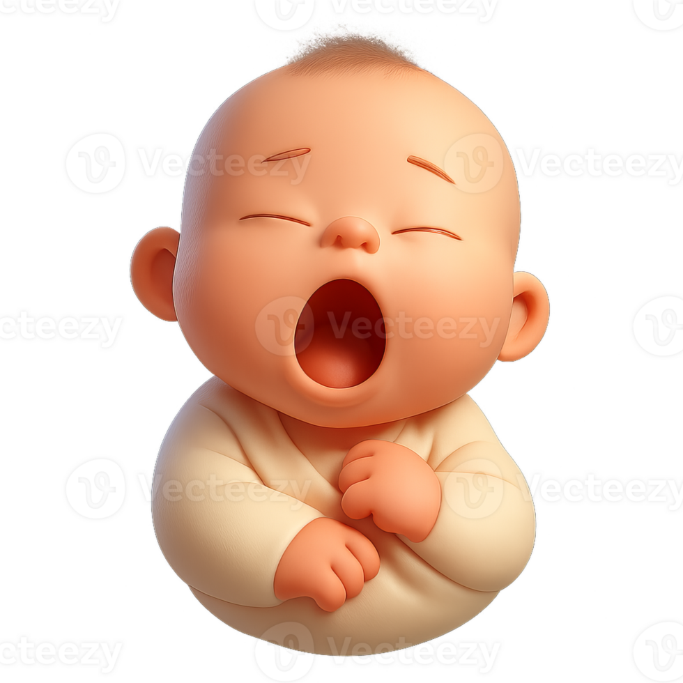 Adorable Newborn Yawning with Delightful Expression and Simplicity png