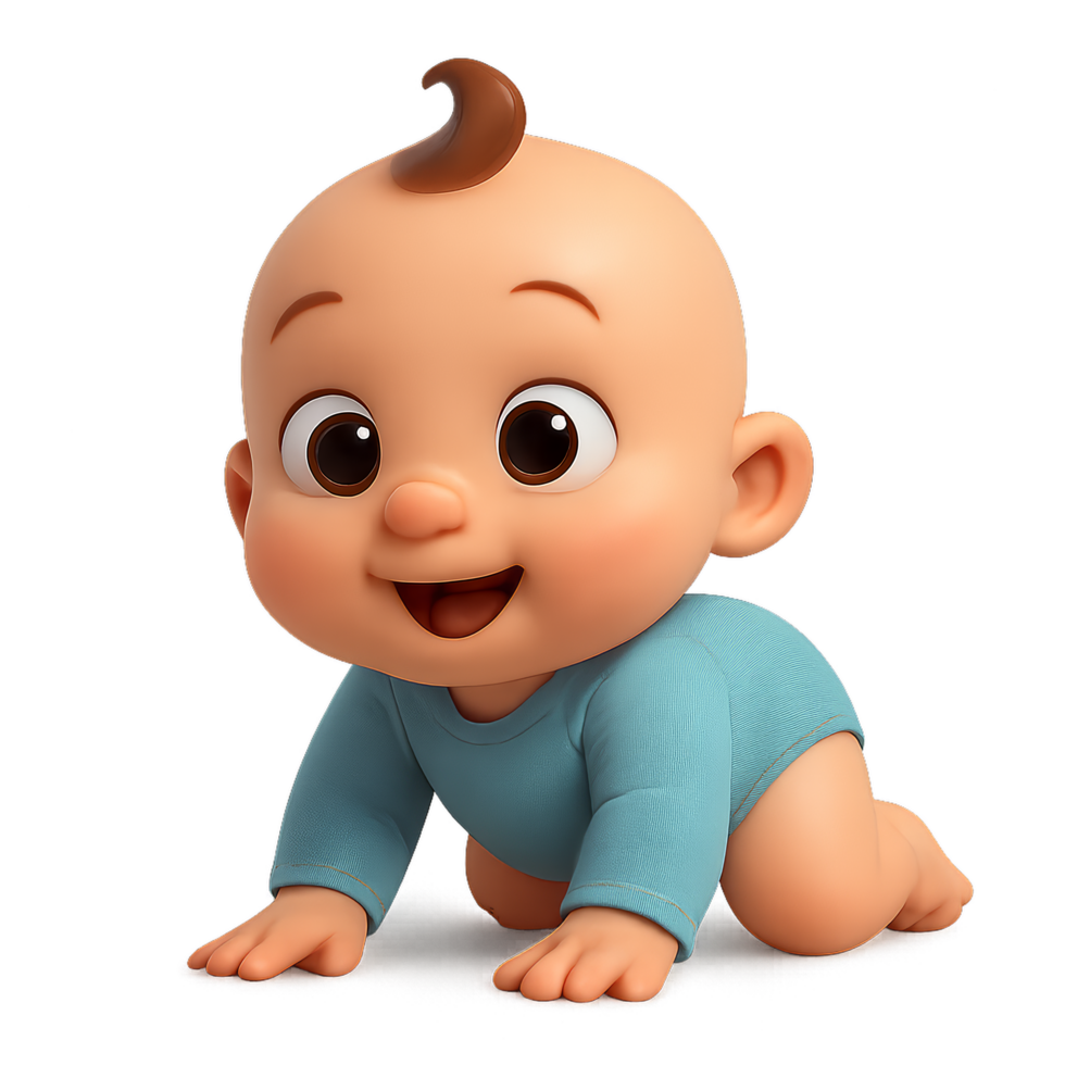 Happy Baby Crawling on Floor in Blue Outfit, Joyful Adventure png