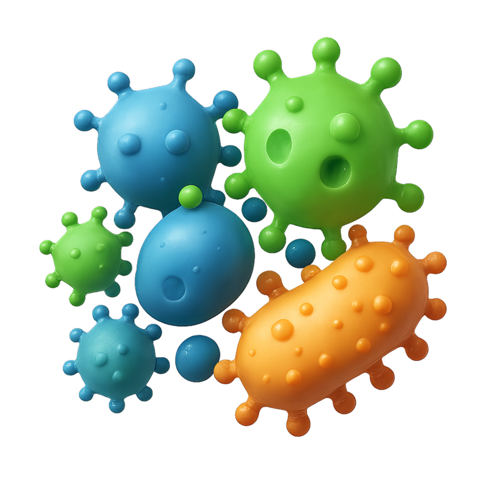 Colorful 3D Germ Cluster for Educational and Creative Use png