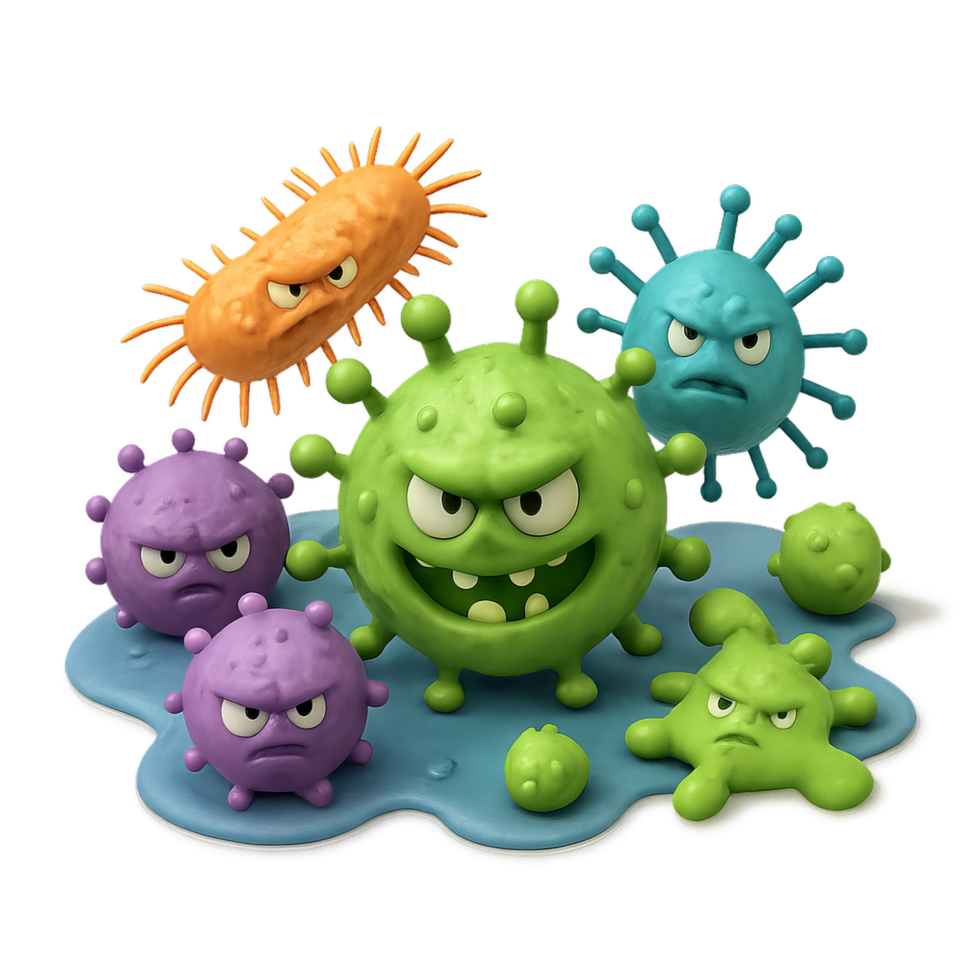 Colorful 3D Germ Cluster with Various Expressions and Shapes png