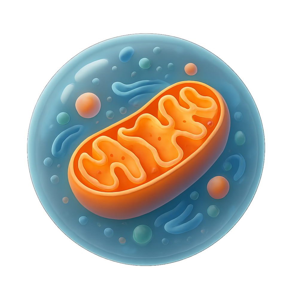 3D Model of Mitochondrion in Simple Style for Educational Use png