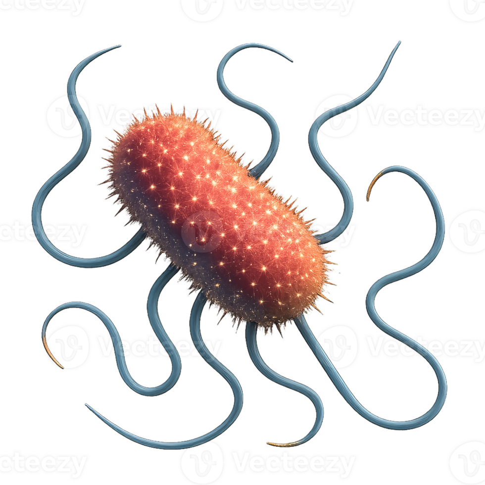 3D Visualization of Bacterial Cell Movement with Simple Design png