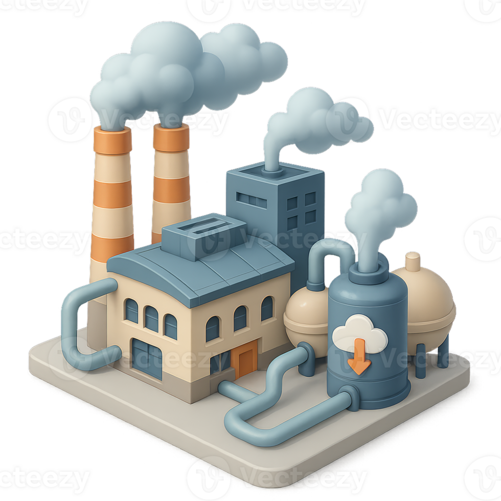 Simple Factory Concept for Carbon Capture Technology Illustration png