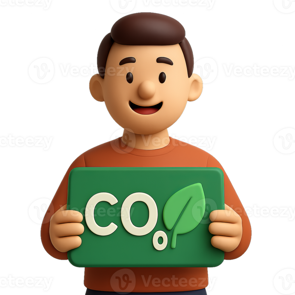 Smiling Character Promoting Simple Sustainability Practices png