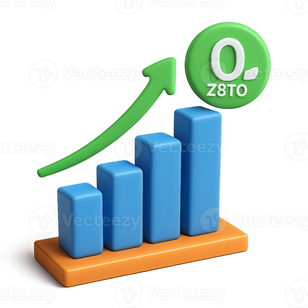 Simple 3D Chart Illustration for Net Zero Concept Analysis png