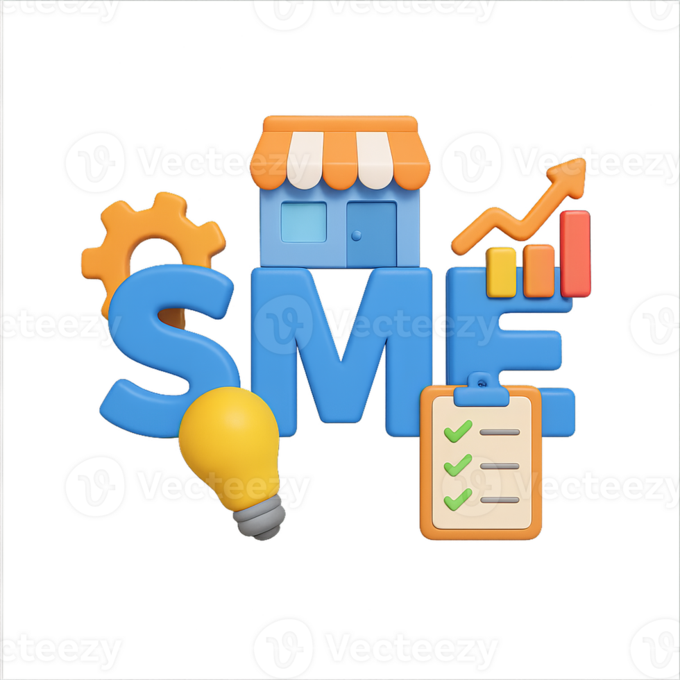 3D elements for small and medium enterprise concepts illustration png