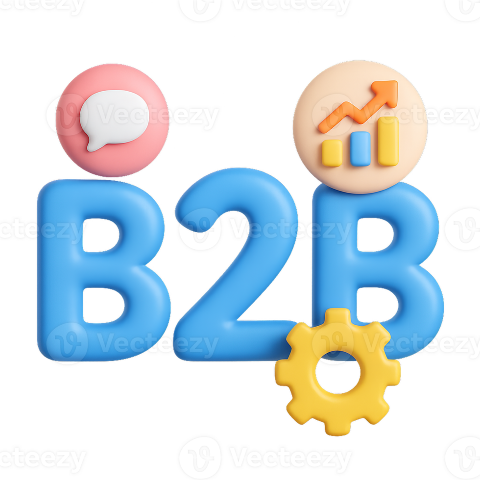3D B2B Message Compose Concept with Icons for Business Communication png