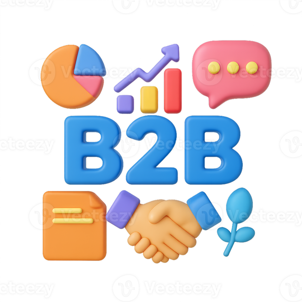 Colorful 3D Icons Representing B2B Communication and Collaboration png