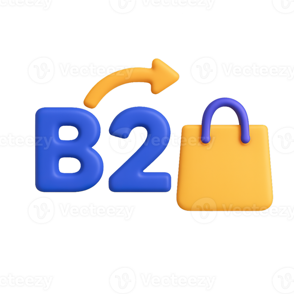 3D Simple Design of B2C Concept with Shopping Bag Icon png