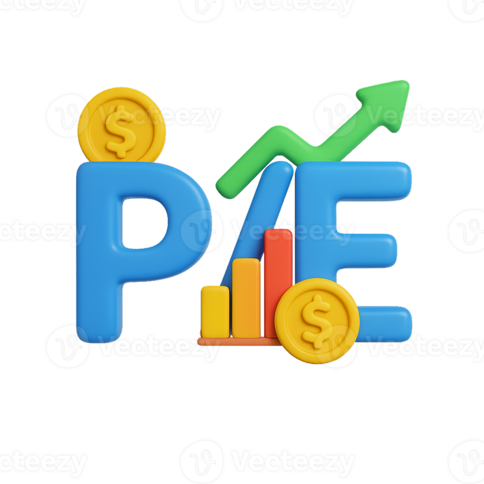 3D Illustration of Simple PE Text and Financial Growth Concept png
